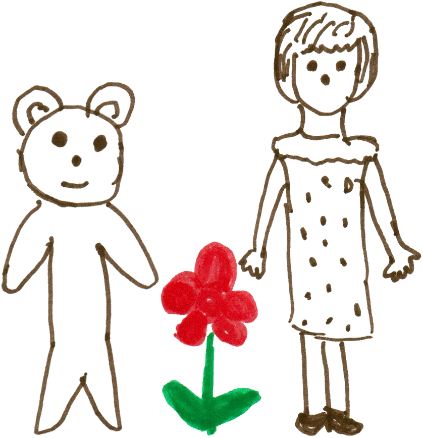 女の子とクマのイラスト
