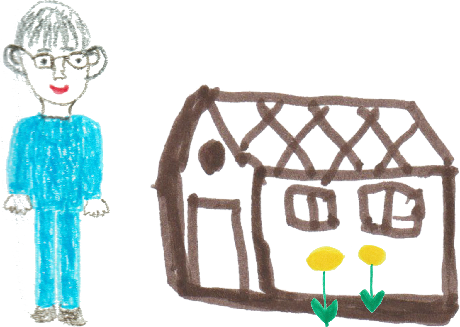 女性と建物のイラスト